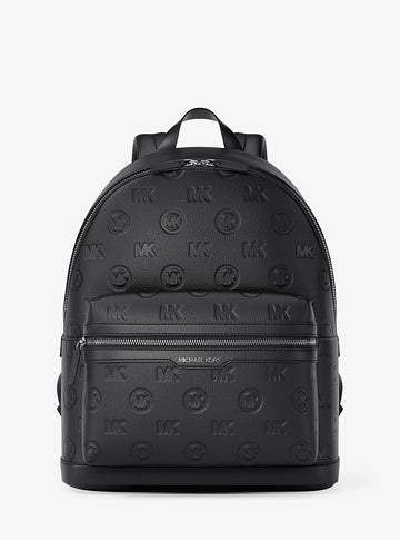 Michael Kors Cooper Medium Logo Debossed Dome Backpack Black in Black – Front View