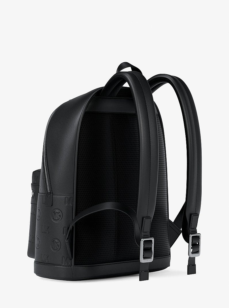 Michael Kors Cooper Medium Logo Debossed Dome Backpack Black in Black – Back View
