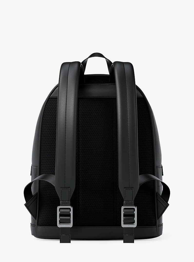 Michael Kors Cooper Medium Logo Debossed Dome Backpack Black in Black – Strap & Hardware Detail