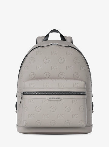 Michael Kors Cooper Medium Logo Debossed Dome Backpack Pearl Grey in Pearl Grey – Front View