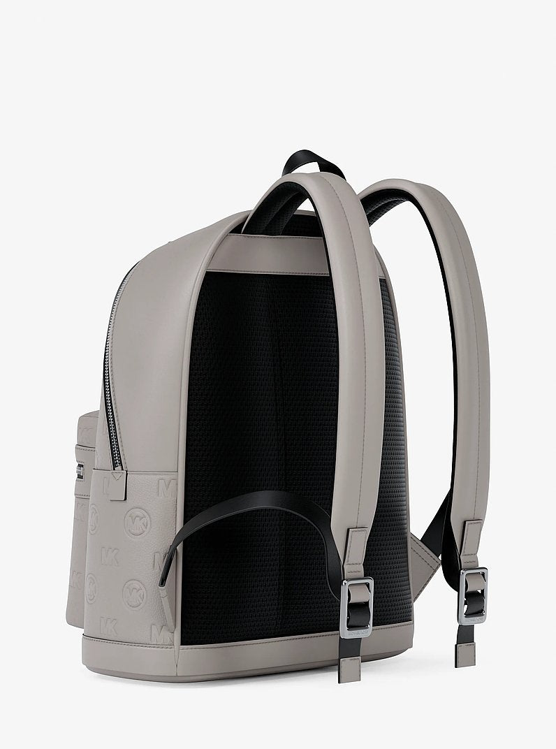 Michael Kors Cooper Medium Logo Debossed Dome Backpack Pearl Grey in Pearl Grey – Back View