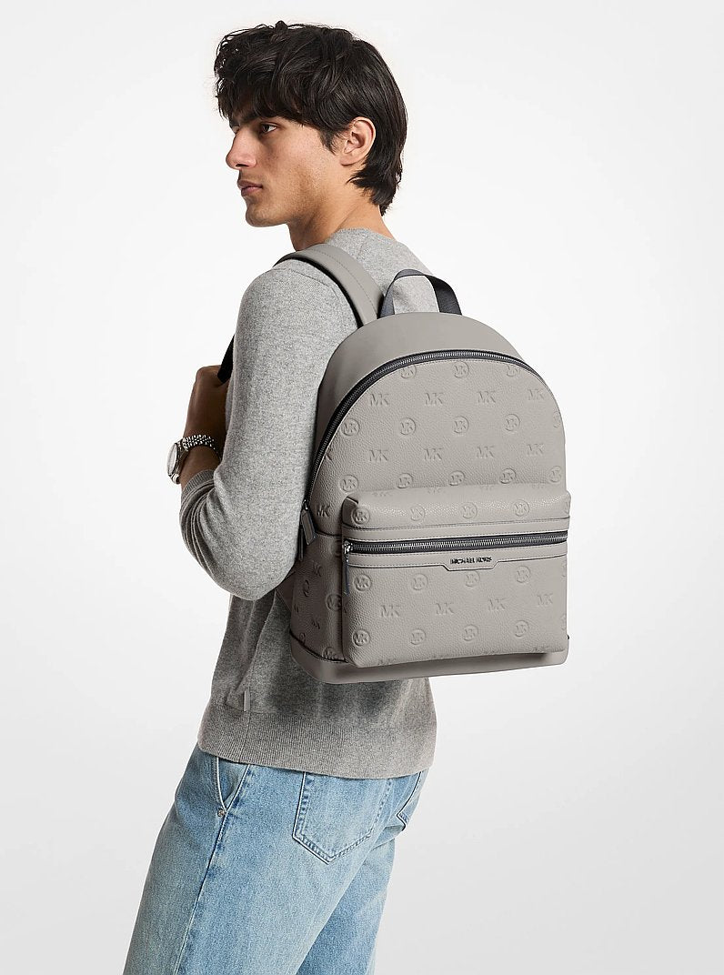 Michael Kors Cooper Medium Logo Debossed Dome Backpack Pearl Grey in Pearl Grey – Interior & Pocket Detail