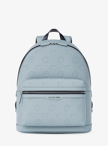 Michael Kors Cooper Medium Logo Debossed Dome Backpack Pale Ocean in Pale Ocean – Front View