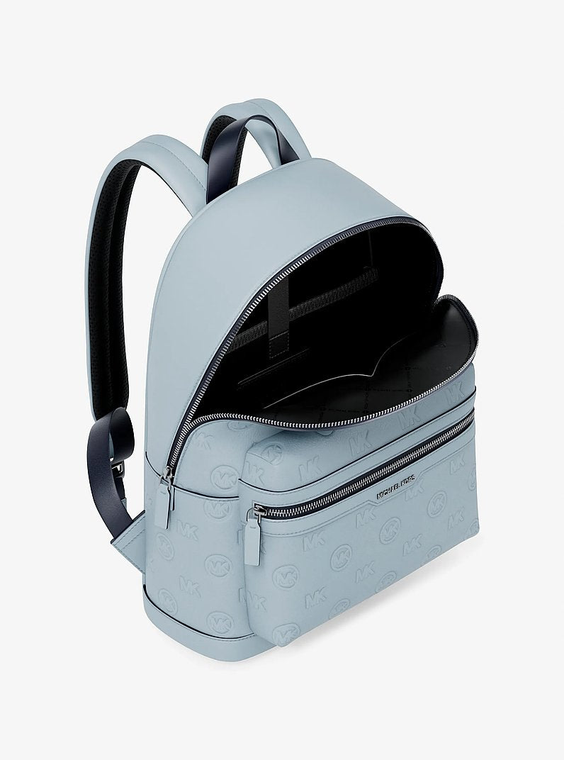 Michael Kors Cooper Medium Logo Debossed Dome Backpack Pale Ocean in Pale Ocean – Front View