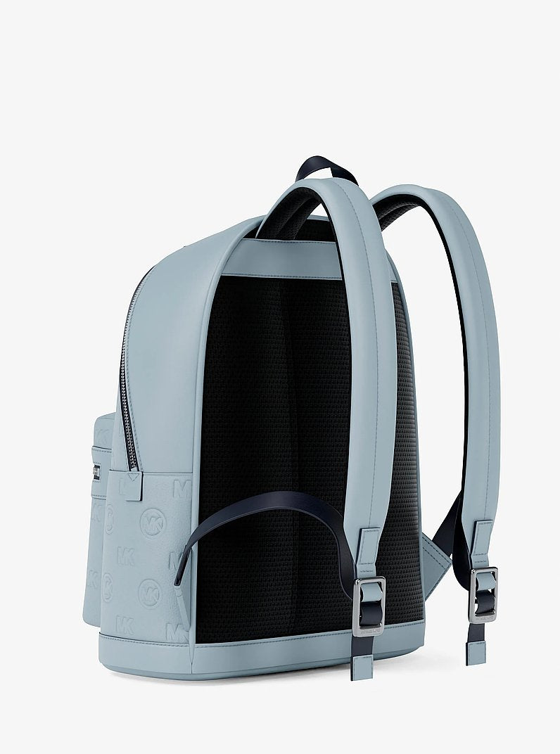 Michael Kors Cooper Medium Logo Debossed Dome Backpack Pale Ocean in Pale Ocean – Back View
