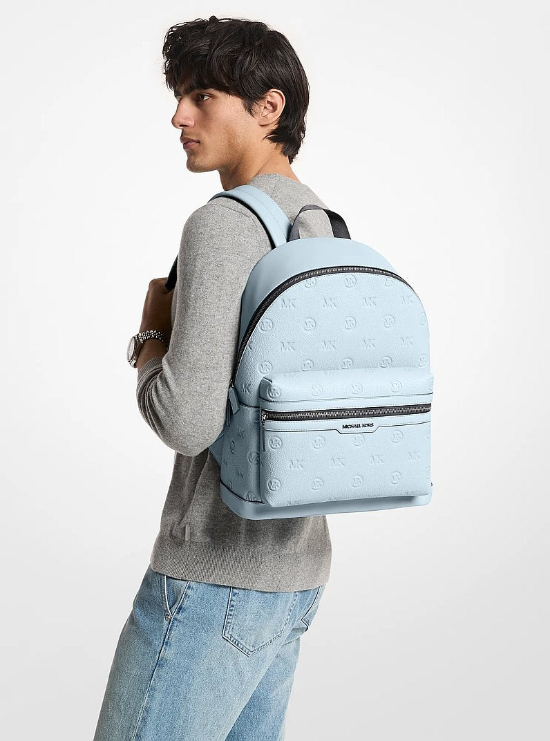 Michael Kors Cooper Medium Logo Debossed Dome Backpack Pale Ocean in Pale Ocean – Interior & Pocket Detail