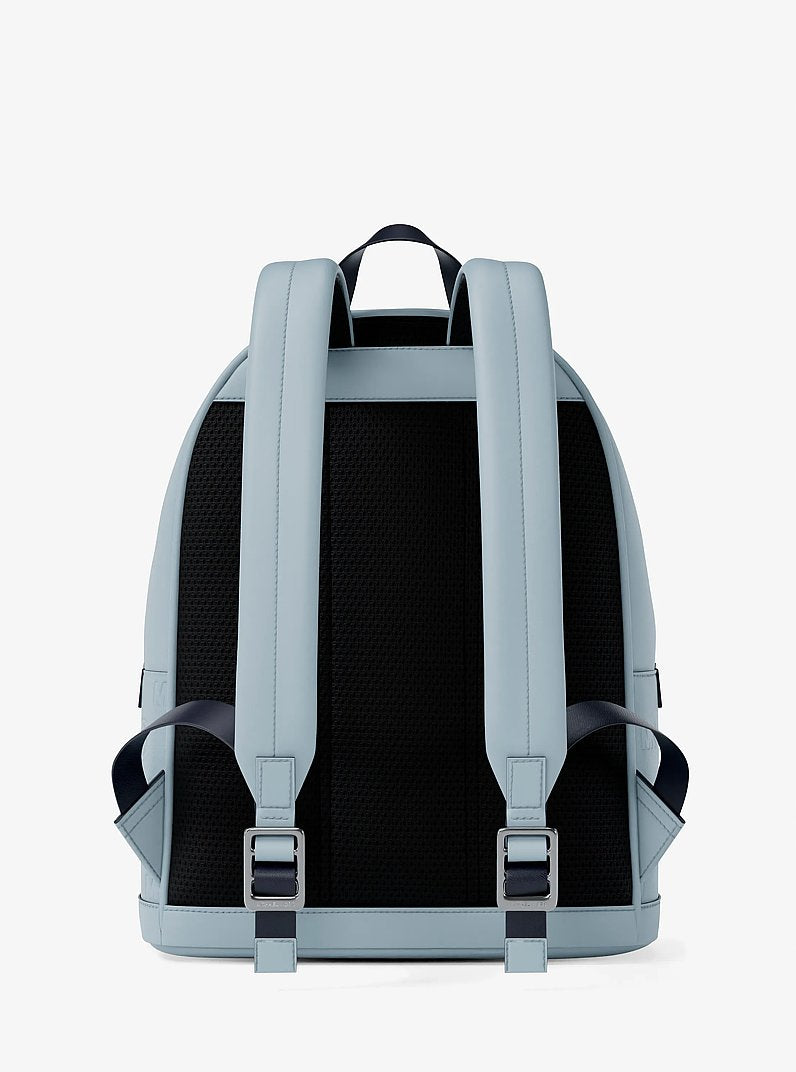 Michael Kors Cooper Medium Logo Debossed Dome Backpack Pale Ocean in Pale Ocean – Strap & Hardware Detail