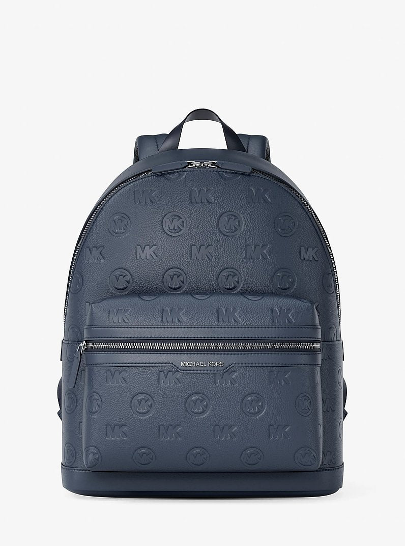 Michael Kors Cooper Medium Logo Debossed Dome Backpack Navy in Navy – Front View