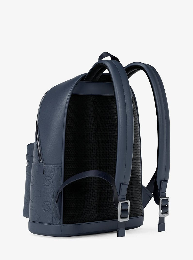 Michael Kors Cooper Medium Logo Debossed Dome Backpack Navy in Navy – Back View