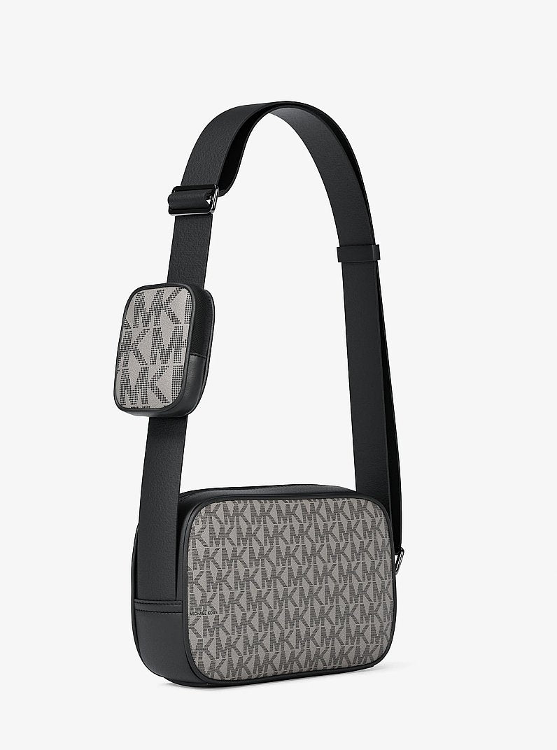 Michael Kors Cooper Small Signature Logo Camera Crossbody Bag With Pouch Pg/Blk Mul in Pink Grapefruit/Black Multi – Back Vie