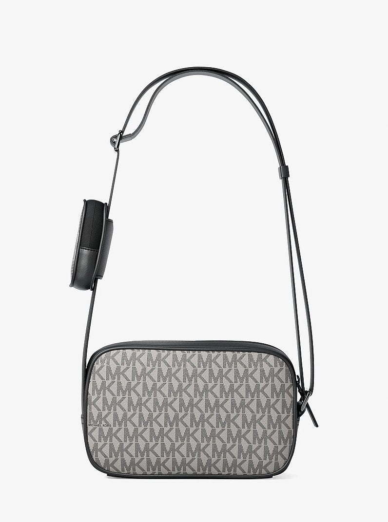 Michael Kors Cooper Small Signature Logo Camera Crossbody Bag With Pouch Pg/Blk Mul in Pink Grapefruit/Black Multi – Strap & 