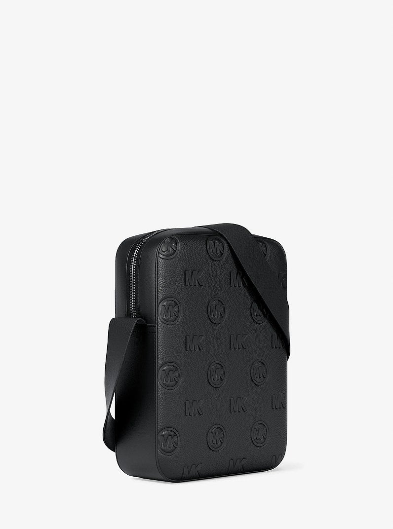 Michael Kors Cooper Logo Debossed Flight Bag Black in Black – Back View