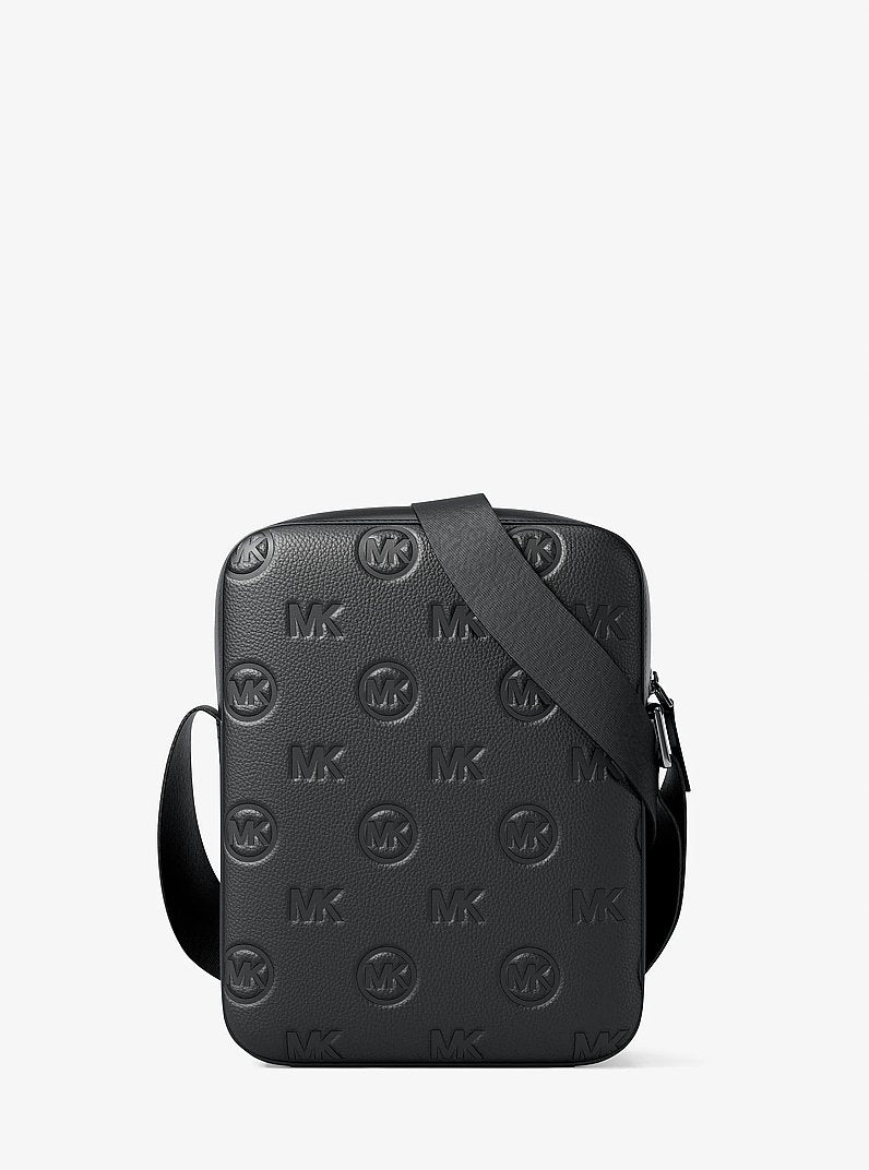 Michael Kors Cooper Logo Debossed Flight Bag Black in Black – Strap & Hardware Detail