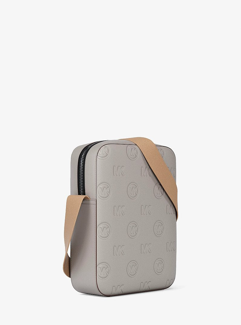Michael Kors Cooper Logo Debossed Flight Bag Pearl Grey in Pearl Grey – Back View