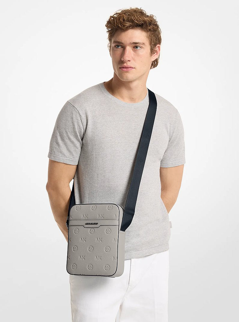 Michael Kors Cooper Logo Debossed Flight Bag Pearl Grey in Pearl Grey – Interior & Pocket Detail