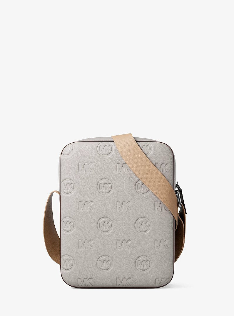 Michael Kors Cooper Logo Debossed Flight Bag Pearl Grey in Pearl Grey – Lifestyle View
