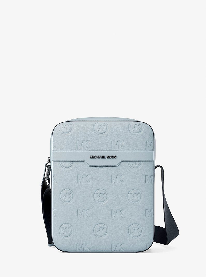 Michael Kors Cooper Logo Debossed Flight Bag Pale Ocean in Pale Ocean – Front View