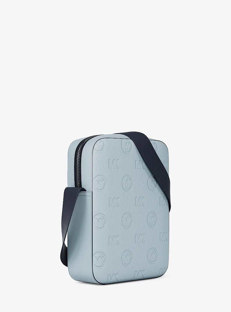 Michael Kors Cooper Logo Debossed Flight Bag Pale Ocean in Pale Ocean – Back View