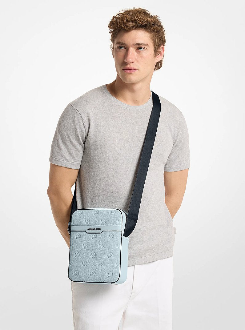 Michael Kors Cooper Logo Debossed Flight Bag Pale Ocean in Pale Ocean – Interior & Pocket Detail