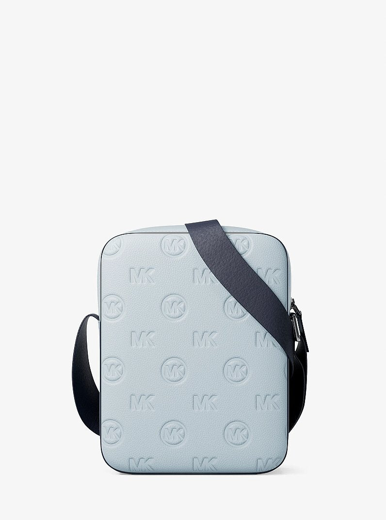 Michael Kors Cooper Logo Debossed Flight Bag Pale Ocean in Pale Ocean – Strap & Hardware Detail