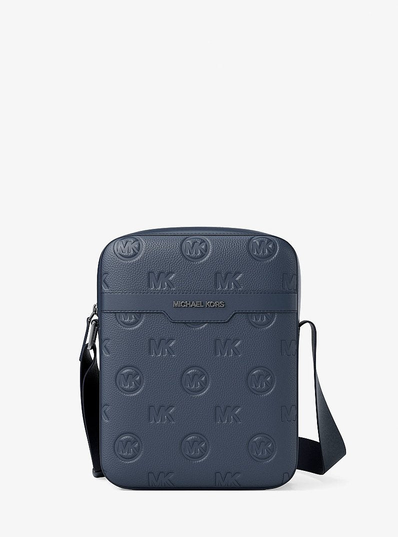 Michael Kors Cooper Logo Debossed Flight Bag Navy in Navy – Front View