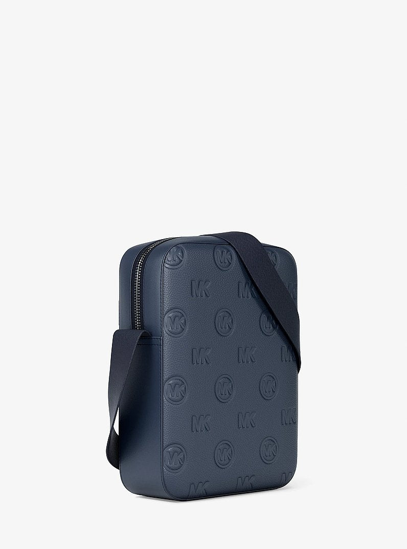 Michael Kors Cooper Logo Debossed Flight Bag Navy in Navy – Back View