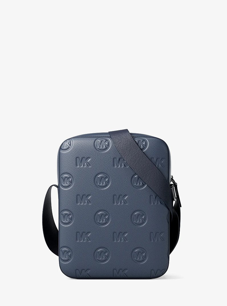 Michael Kors Cooper Logo Debossed Flight Bag Navy in Navy – Strap & Hardware Detail