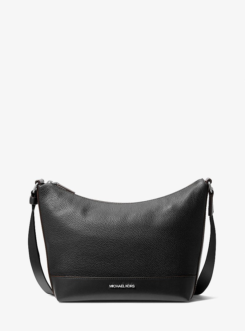 Michael Kors Cooper Pebbled Leather Crescent Bag Black in Black – Front View
