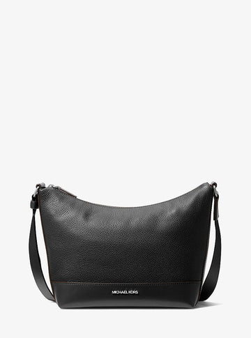 Michael Kors Cooper Pebbled Leather Crescent Bag Black in Black – Front View