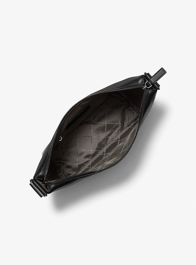 Michael Kors Cooper Pebbled Leather Crescent Bag Black in Black – Front View