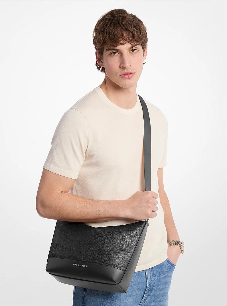 Michael Kors Cooper Pebbled Leather Crescent Bag Black in Black – Back View