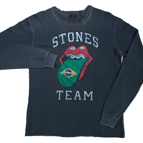 The Rolling Stones Brazil Team Big Logo Distressed Long Sleeve T-shirt