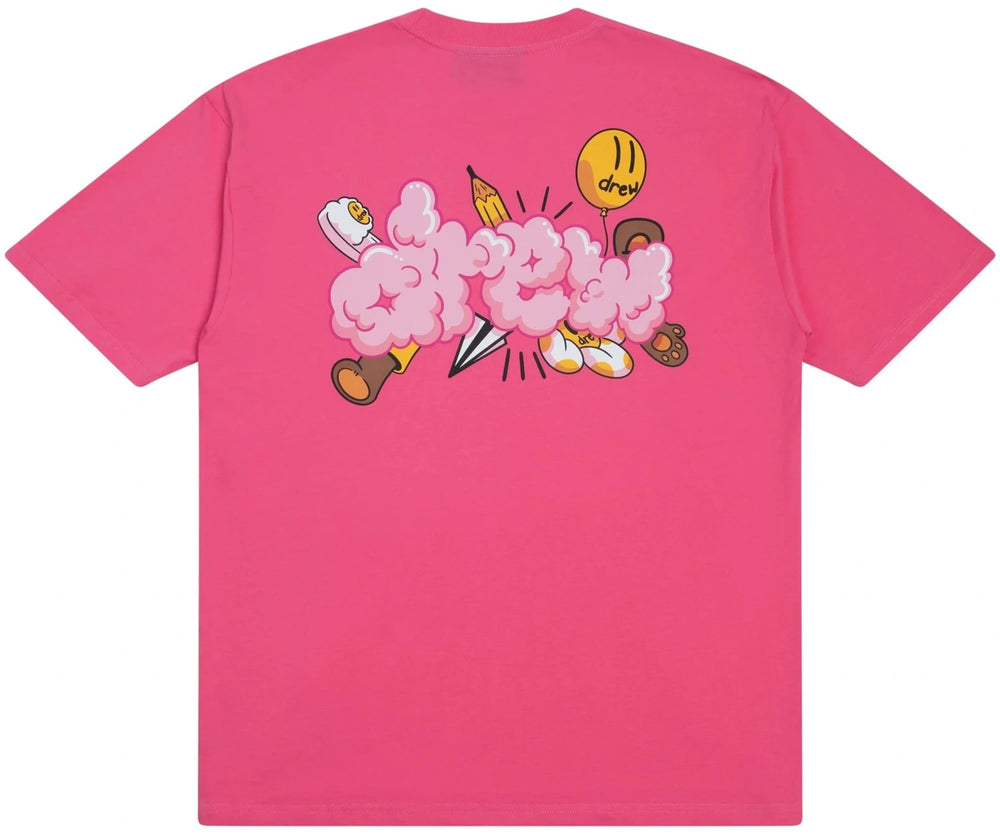 Drew House Doodle Joy SS Tee Hot Pink