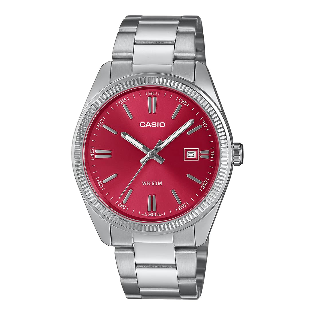 Casio Enticer MTP-1302PD-4AVEF | Red Dial Ion-Plated Mens Watch