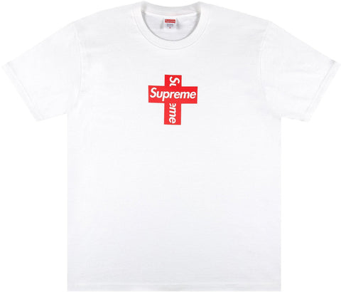 supreme cross box logo tee white