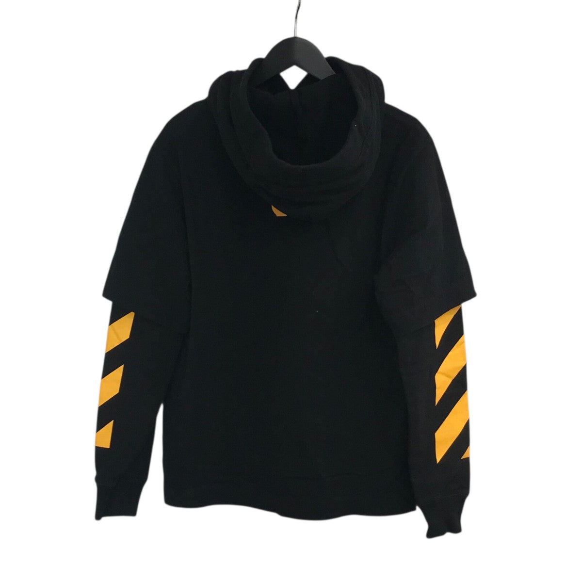 Off-White T-Shirt Layered Pullover Hoodie Black - Pre-owned