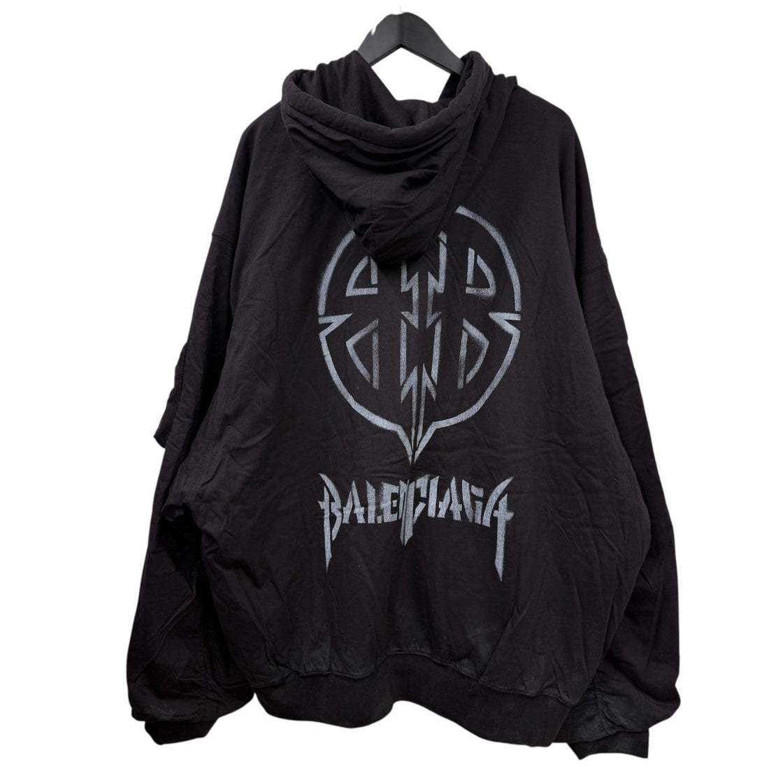Balenciaga Painted Hooded Bomber Jacket Dark Navy