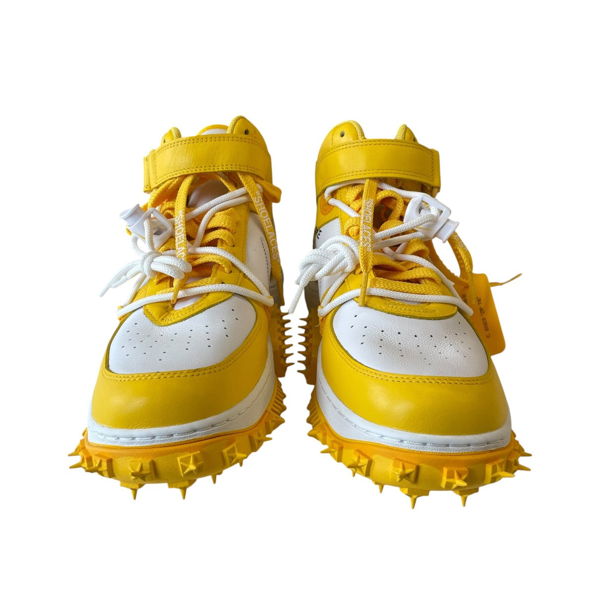 Nike x Off-White Air Force 1 Mid SP Lthr High Cut Sneakers Yellow White - Pre-owned
