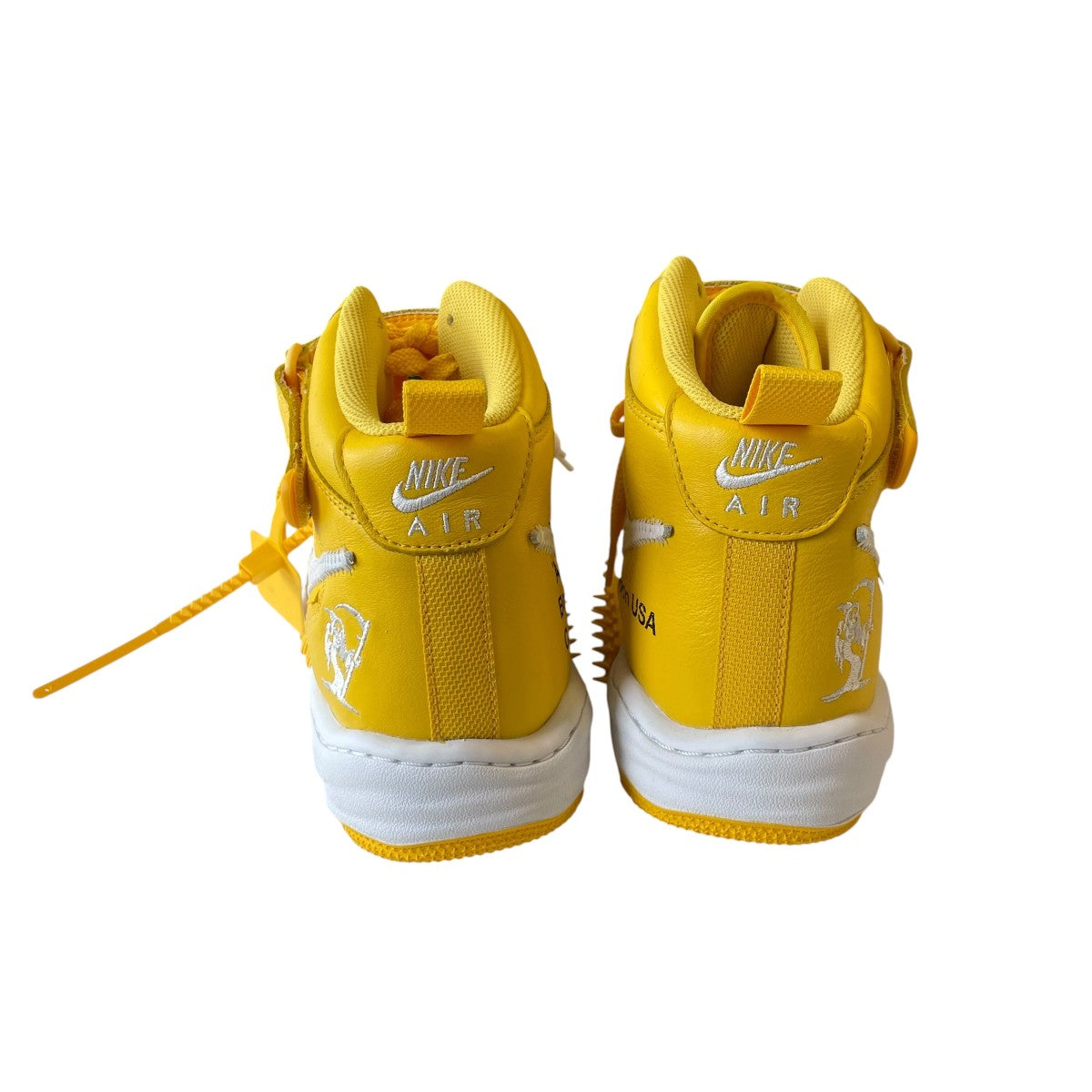 Nike x Off-White Air Force 1 Mid SP Lthr High Cut Sneakers Yellow White - Pre-owned