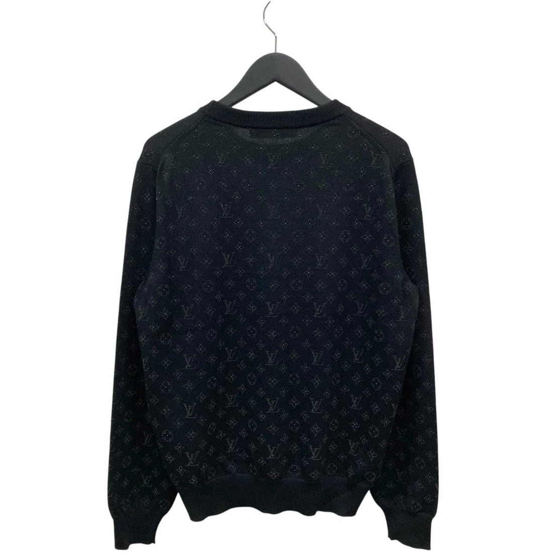 Louis Vuitton Monogram Embellished Wool Evening Crewneck Black