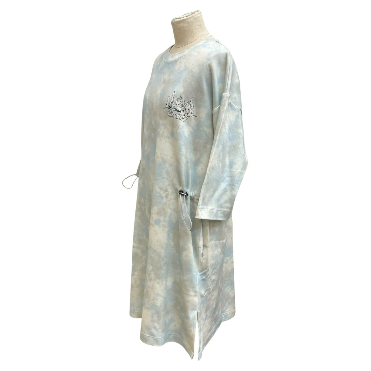 Off-White Tie Dye Meteor Shower Short Sleeve Dress Blue/Ivory - Pre-owned