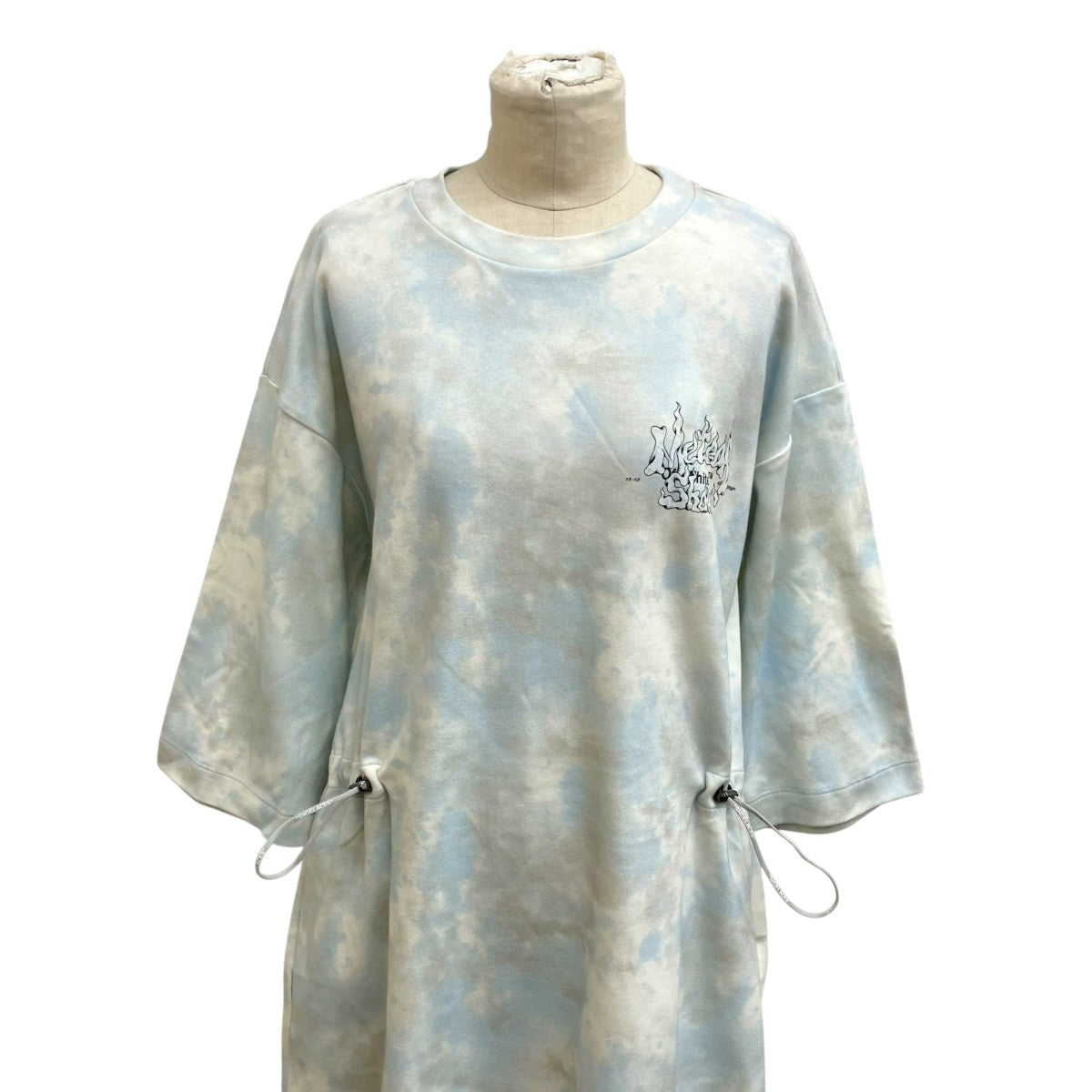 Off-White Tie Dye Meteor Shower Short Sleeve Dress Blue/Ivory - Pre-owned