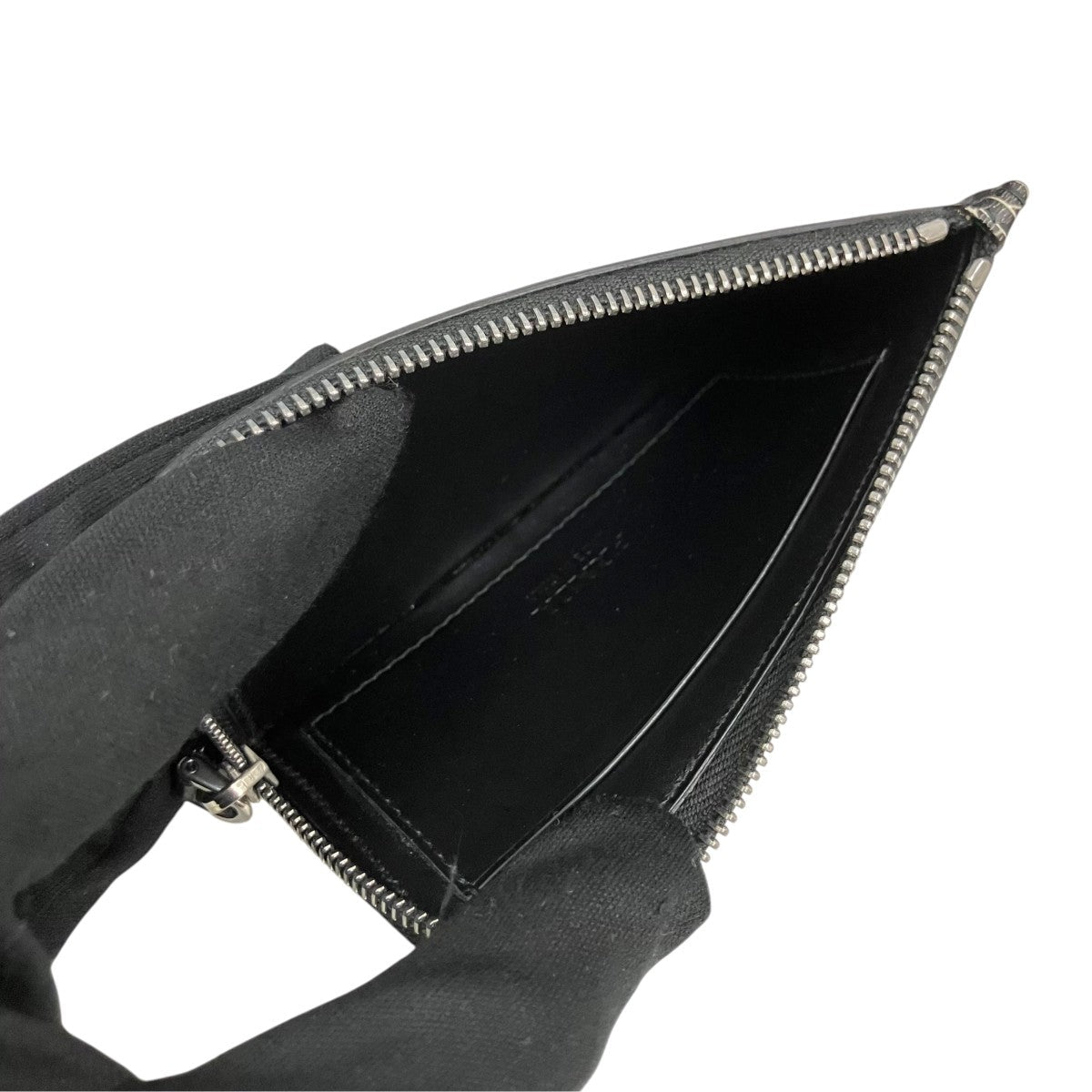 Prada Vitello Comic Print Zip Card Holder Card Case Black / White - Pre-owned