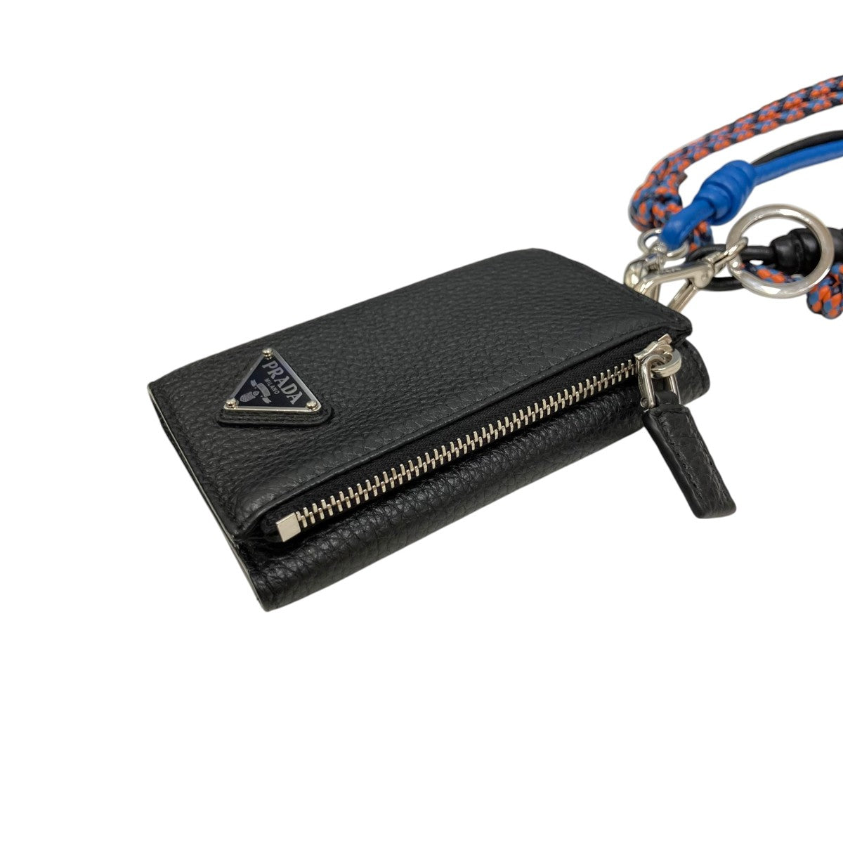 Prada Fragment Case With String Card Case Black - Pre-owned