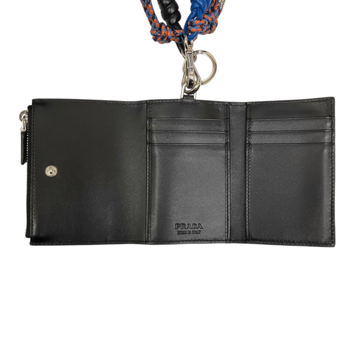 Prada Fragment Case With String Card Case Black - Pre-owned