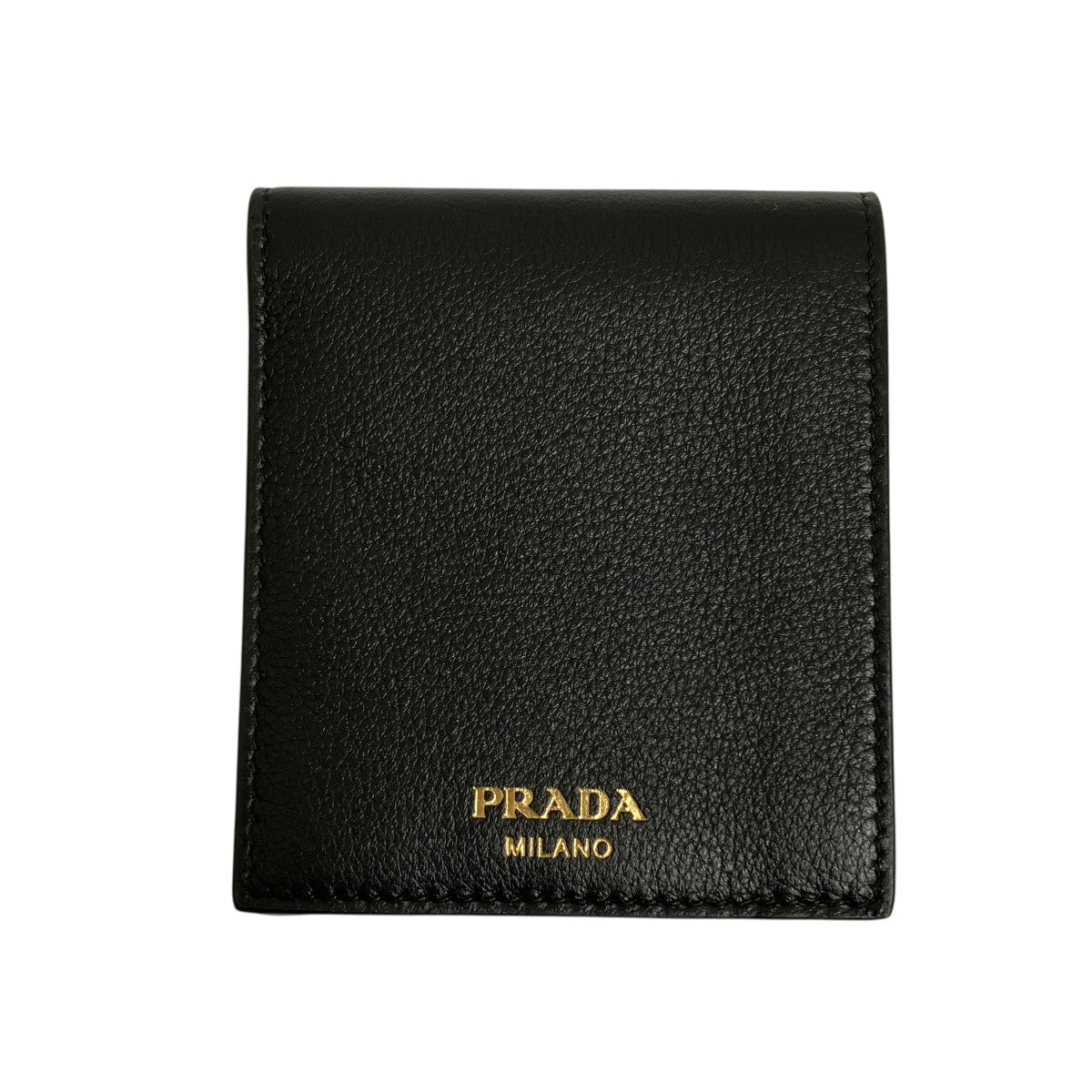 Prada Soft Calf Compact Wallet Bifold Wallet Black - Pre-owned