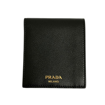 Prada Soft Calf Compact Wallet Bifold Wallet Black - Pre-owned