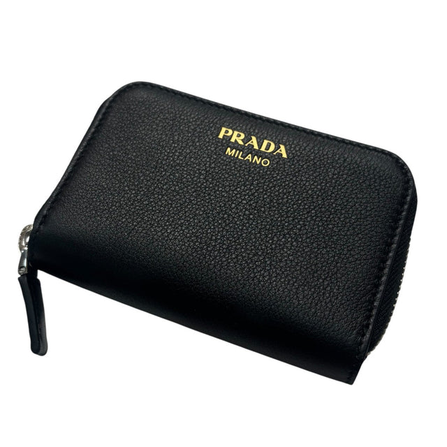 Prada Soft Grain Compact Wallet Black - Pre-owned