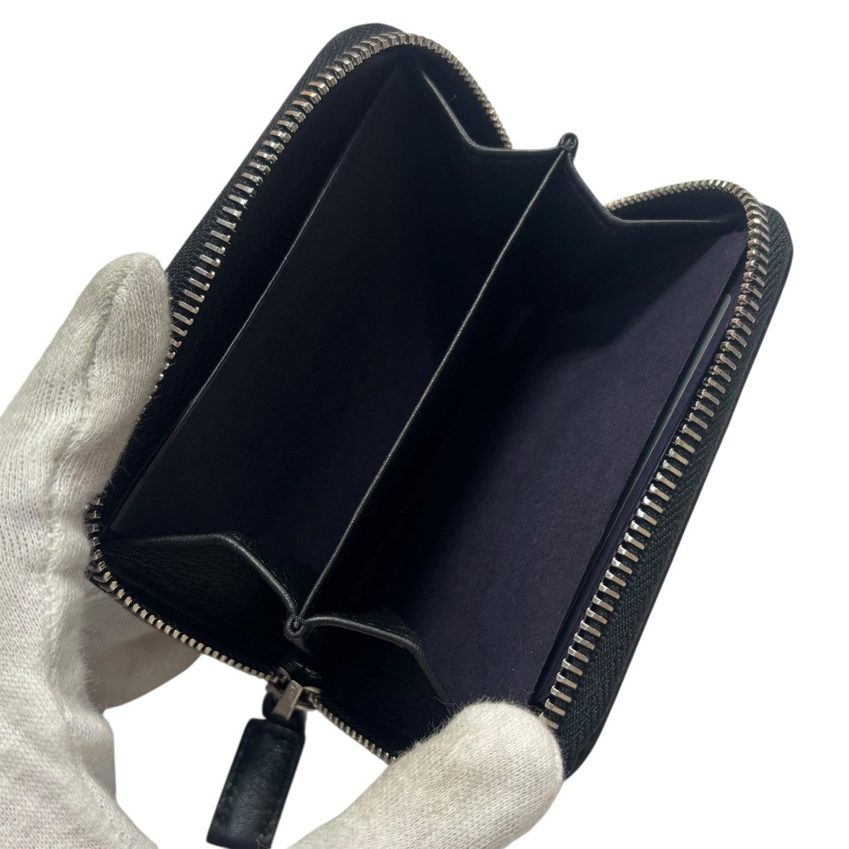 Prada Soft Grain Compact Wallet Black - Pre-owned