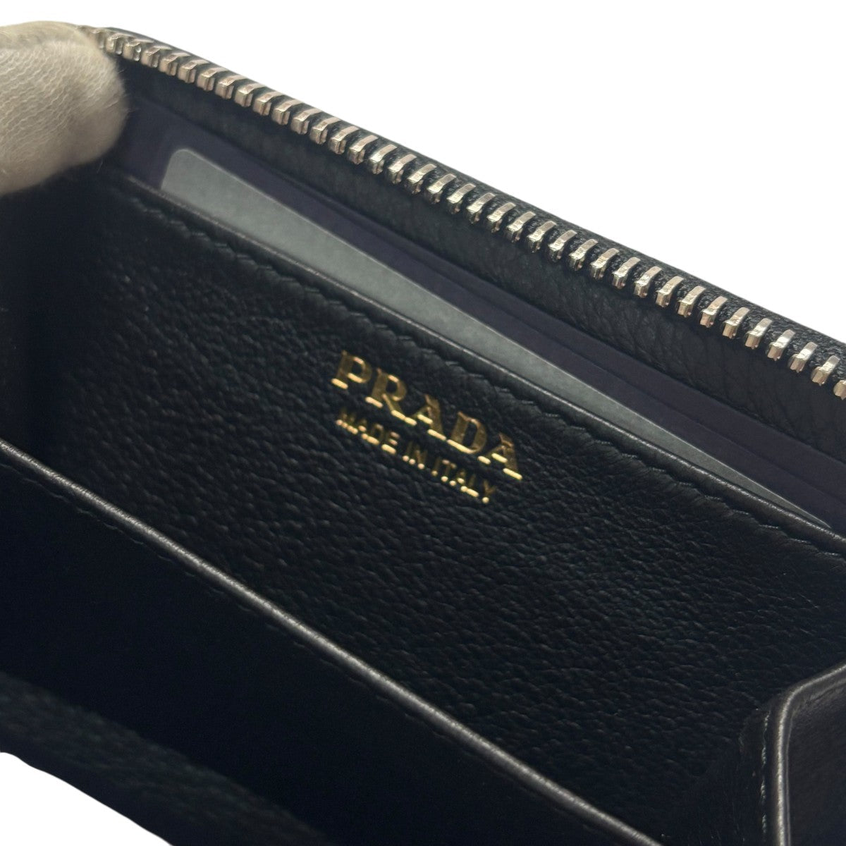 Prada Soft Grain Compact Wallet Black - Pre-owned